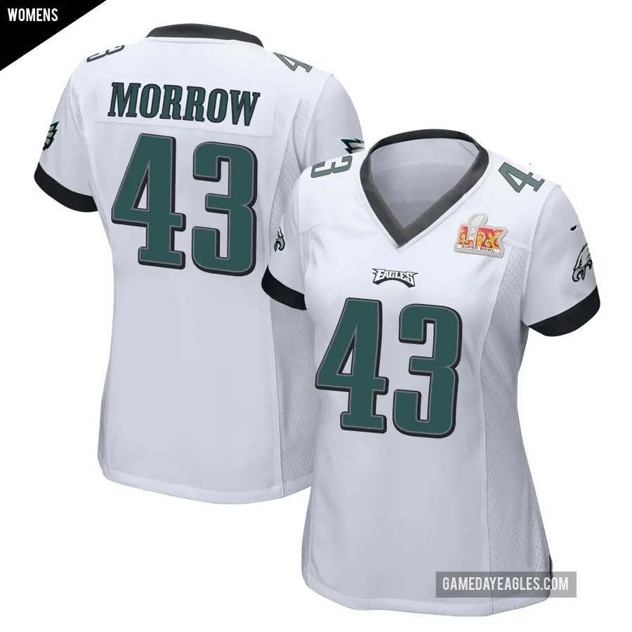 Women's Philadelphia Eagles ＃43 Nicholas Morrow White Game Super Bowl LIX Jersey