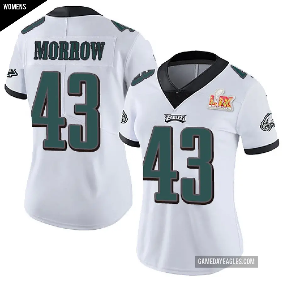 Women's Philadelphia Eagles ＃43 Nicholas Morrow White Limited Vapor Untouchable Super Bowl LIX Jersey