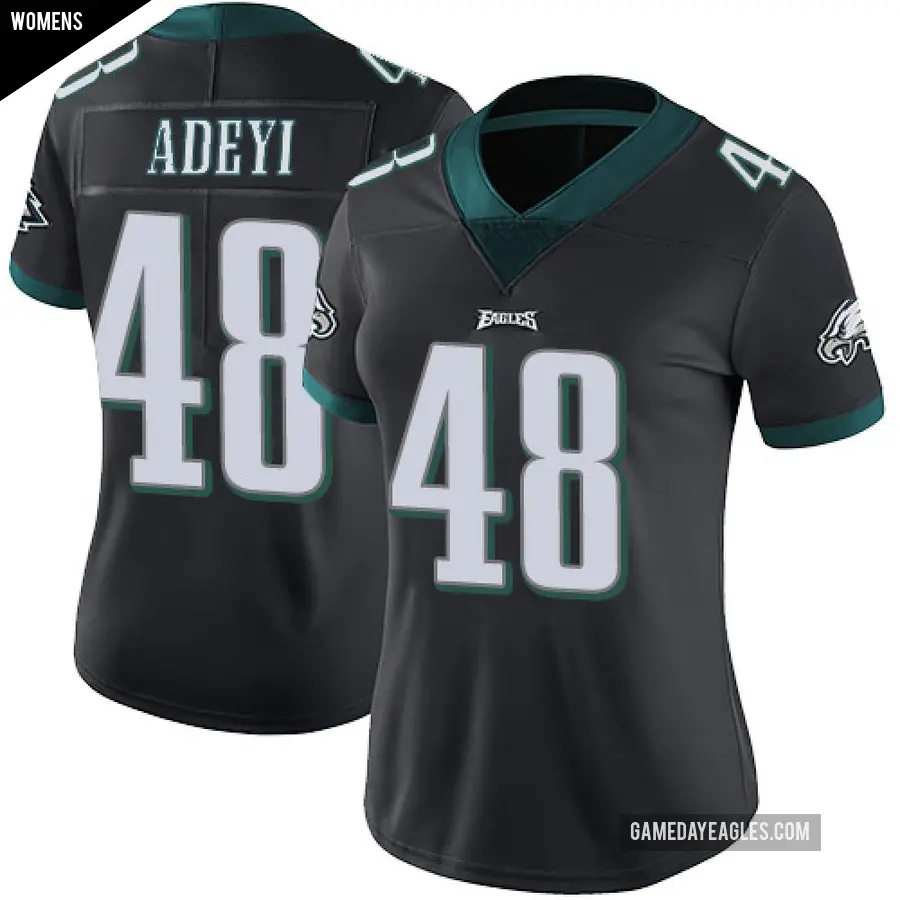 Women's Philadelphia Eagles ＃48 Ife Adeyi Black Limited Alternate Vapor Untouchable Jersey