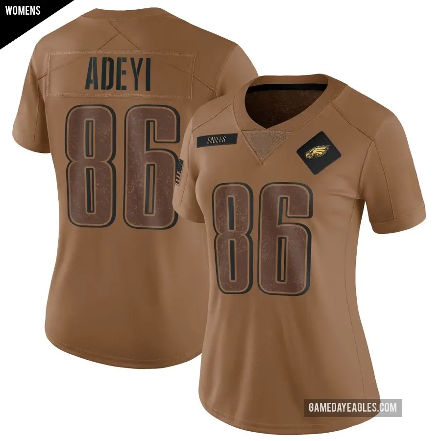 Women's Philadelphia Eagles ＃48 Ife Adeyi Brown Limited 2023 Salute To Service Jersey