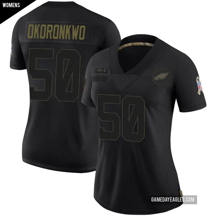 Women's Philadelphia Eagles ＃50 Ogbo Okoronkwo Black Limited 2020 Salute To Service Jersey