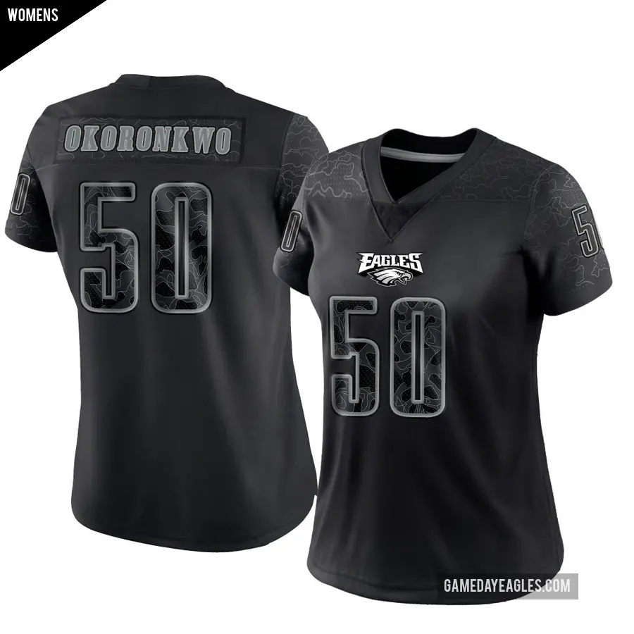 Women's Philadelphia Eagles ＃50 Ogbo Okoronkwo Black Limited Reflective Jersey