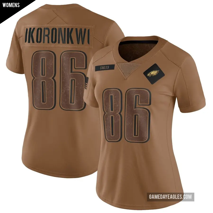 Women's Philadelphia Eagles ＃50 Ogbo Okoronkwo Brown Limited 2023 Salute To Service Jersey