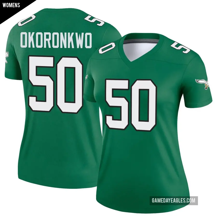 Women's Philadelphia Eagles ＃50 Ogbo Okoronkwo Green Legend Kelly Alternate Jersey