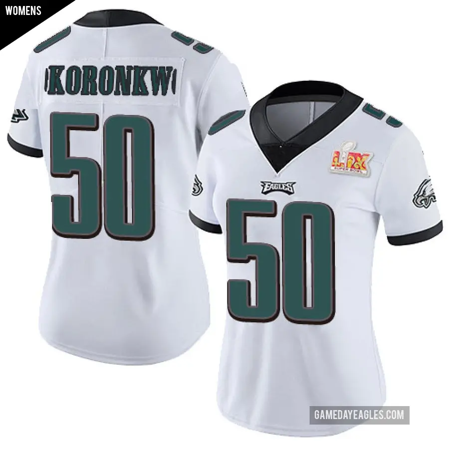 Women's Philadelphia Eagles ＃50 Ogbo Okoronkwo White Limited Vapor Untouchable Super Bowl LIX Jersey