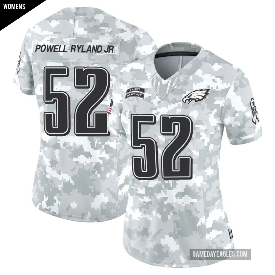 Women's Philadelphia Eagles ＃52 Antwaun Powell-Ryland Jr. Arctic Camo Limited 2024 Salute to Service Jersey