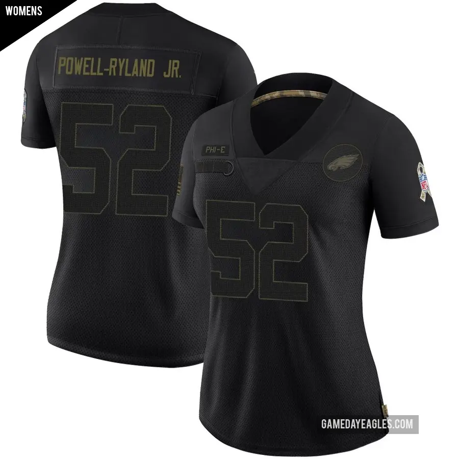 Women's Philadelphia Eagles ＃52 Antwaun Powell-Ryland Jr. Black Limited 2020 Salute To Service Jersey