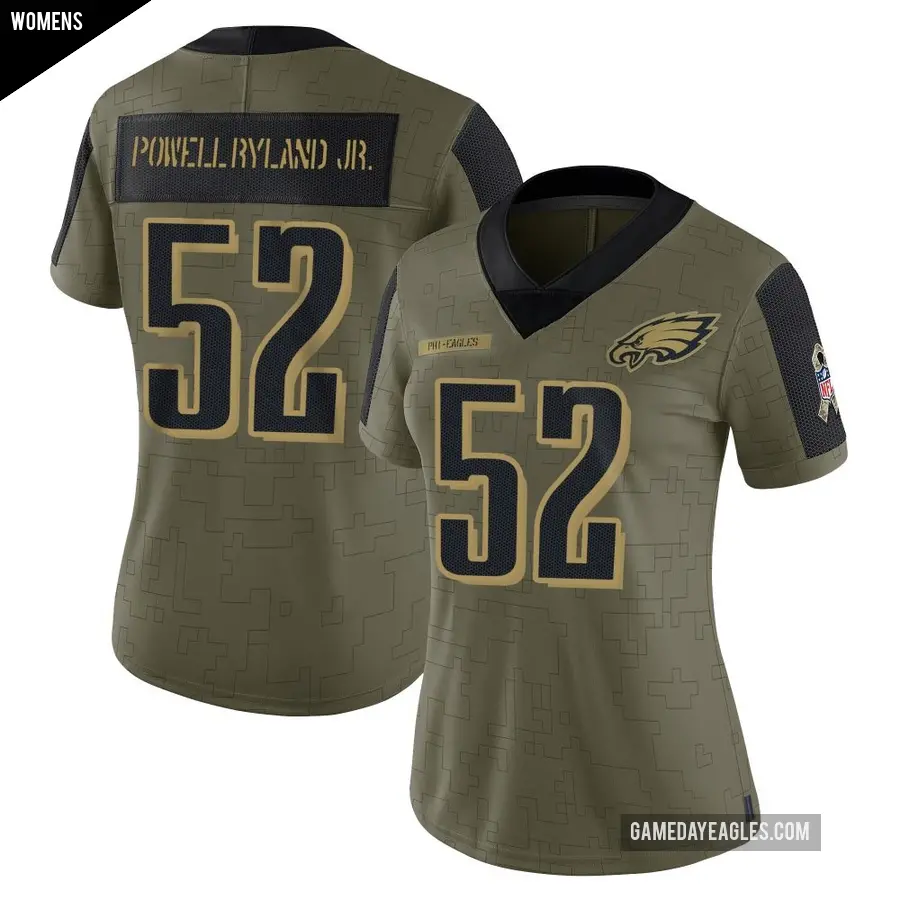 Women's Philadelphia Eagles ＃52 Antwaun Powell-Ryland Jr. Olive Limited 2021 Salute To Service Jersey