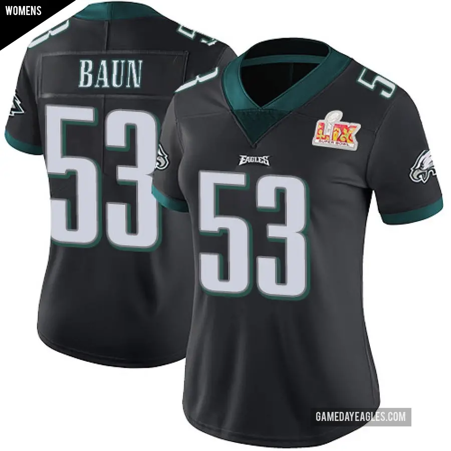 Women's Philadelphia Eagles ＃53 Zack Baun Black Limited Alternate Vapor Untouchable Super Bowl LIX Jersey