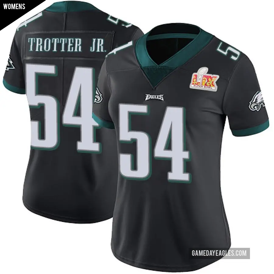 Women's Philadelphia Eagles ＃54 Jeremiah Trotter Jr. Black Limited Alternate Vapor Untouchable Super Bowl LIX Jersey
