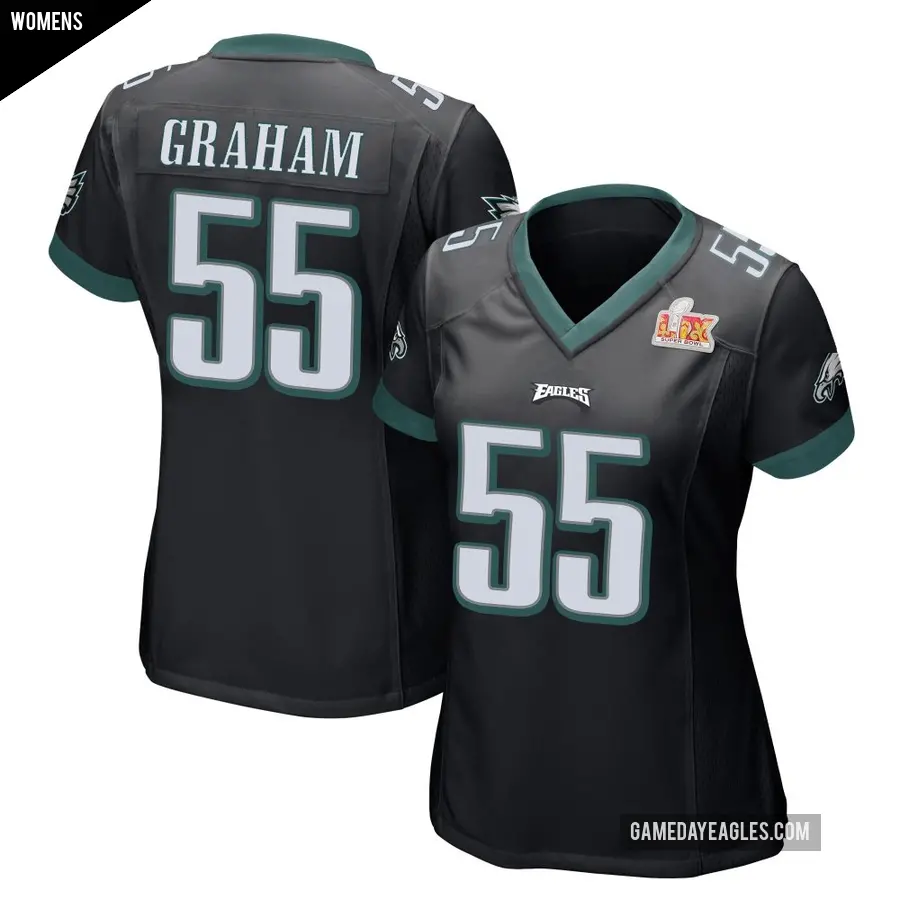 Women's Philadelphia Eagles ＃55 Brandon Graham Black Game Alternate Super Bowl LIX Jersey