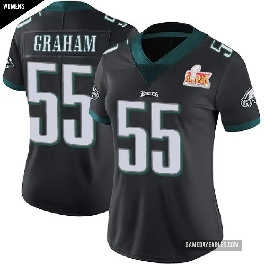 Women's Philadelphia Eagles ＃55 Brandon Graham Black Limited Alternate Vapor Untouchable Super Bowl LIX Jersey