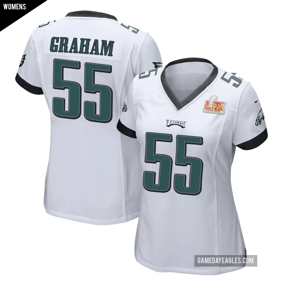 Women's Philadelphia Eagles ＃55 Brandon Graham White Game Super Bowl LIX Jersey