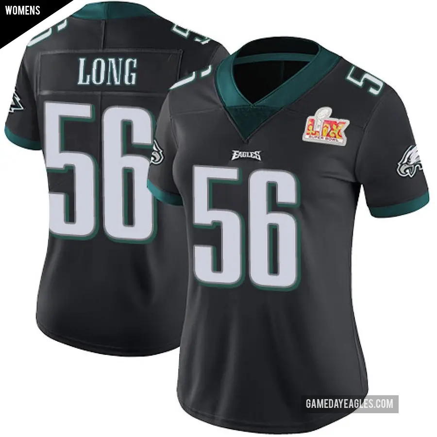Women's Philadelphia Eagles ＃56 Chris Long Black Limited Alternate Vapor Untouchable Super Bowl LIX Jersey