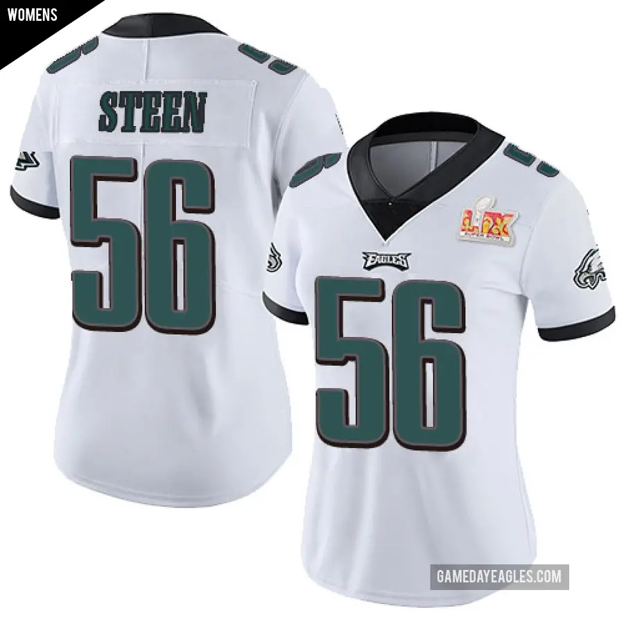Women's Philadelphia Eagles ＃56 Tyler Steen White Limited Vapor Untouchable Super Bowl LIX Jersey