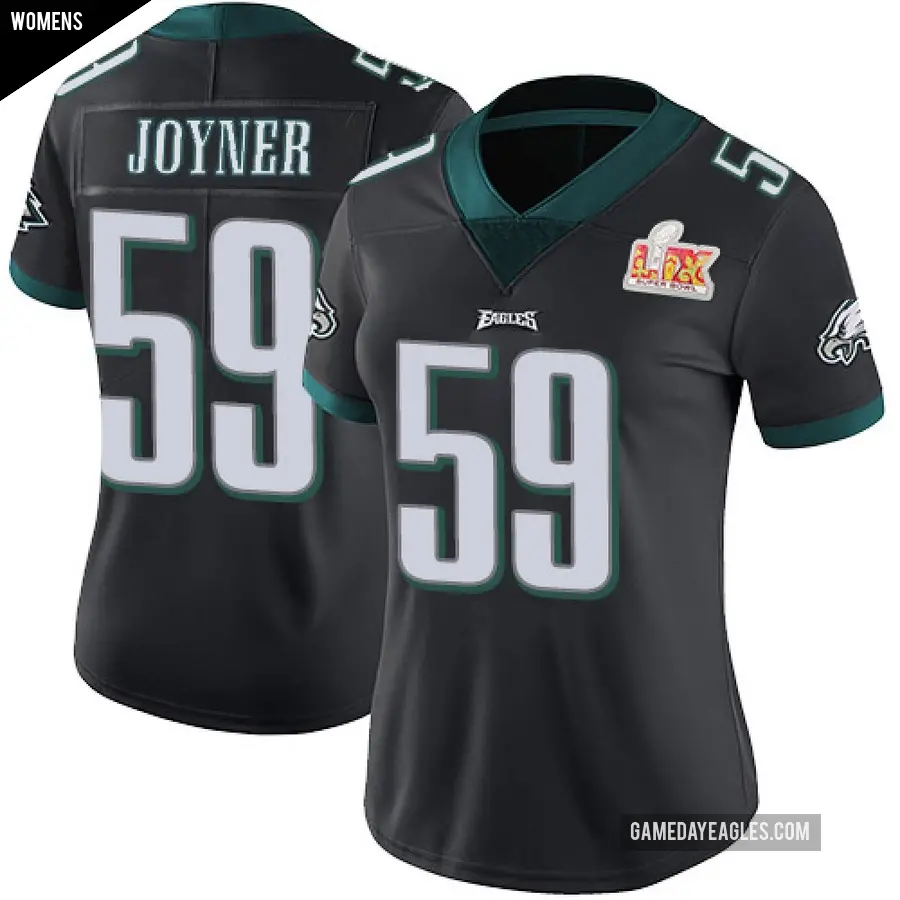 Women's Philadelphia Eagles ＃59 Seth Joyner Black Limited Alternate Vapor Untouchable Super Bowl LIX Jersey