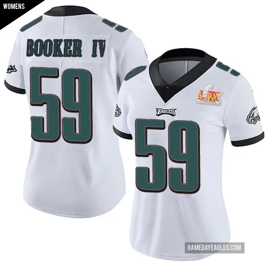 Women's Philadelphia Eagles ＃59 Thomas Booker IV White Limited Vapor Untouchable Super Bowl LIX Jersey