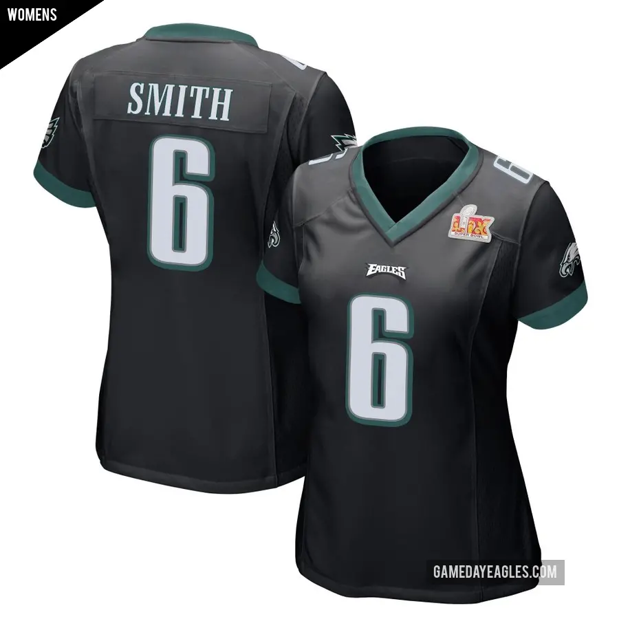 Women's Philadelphia Eagles ＃6 DeVonta Smith Black Game Alternate Super Bowl LIX Jersey