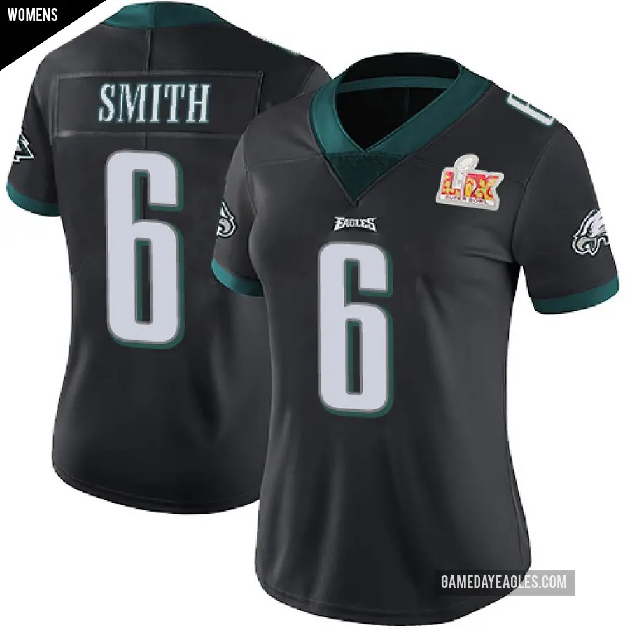 Women's Philadelphia Eagles ＃6 DeVonta Smith Black Limited Alternate Vapor Untouchable Super Bowl LIX Jersey