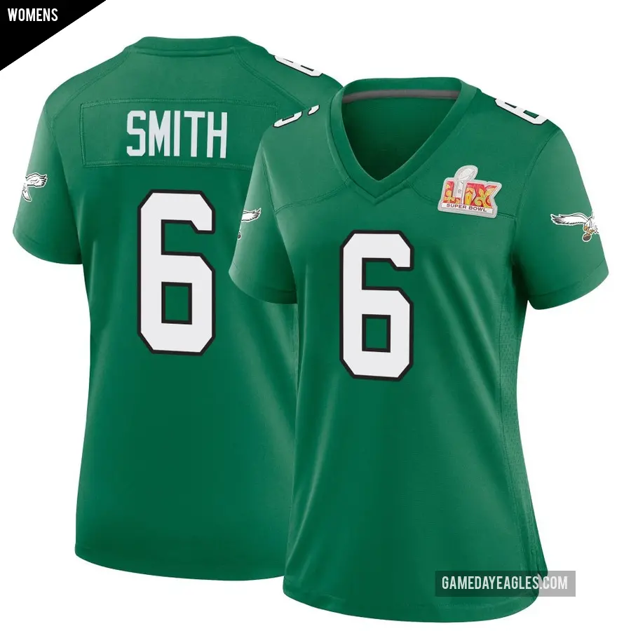 Women's Philadelphia Eagles ＃6 DeVonta Smith Green Game Kelly Alternate Super Bowl LIX Jersey