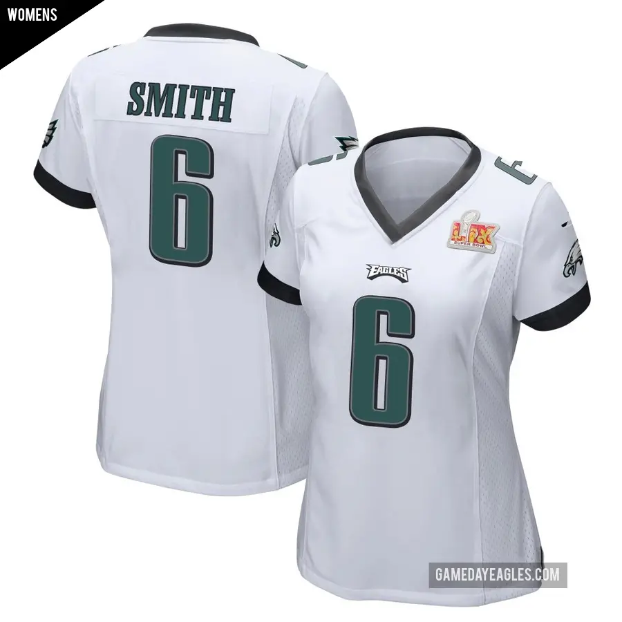 Women's Philadelphia Eagles ＃6 DeVonta Smith White Game Super Bowl LIX Jersey