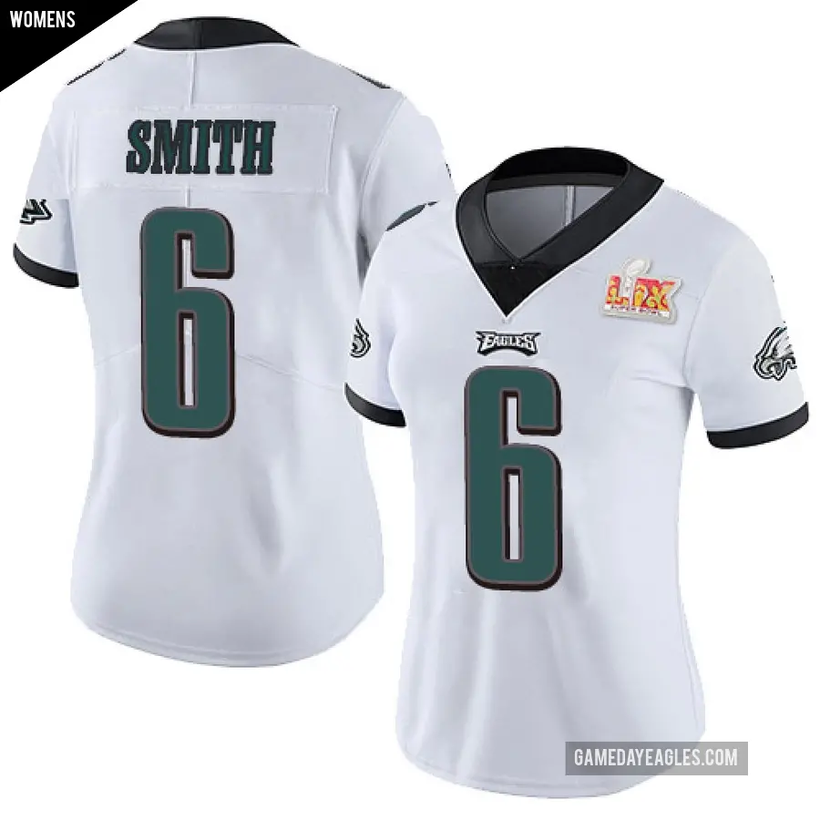 Women's Philadelphia Eagles ＃6 DeVonta Smith White Limited Vapor Untouchable Super Bowl LIX Jersey