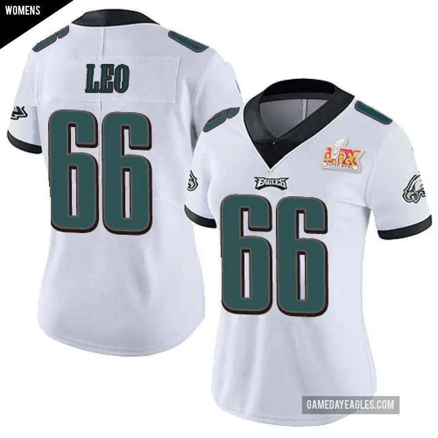 Women's Philadelphia Eagles ＃66 Matt Leo White Limited Vapor Untouchable Super Bowl LIX Jersey