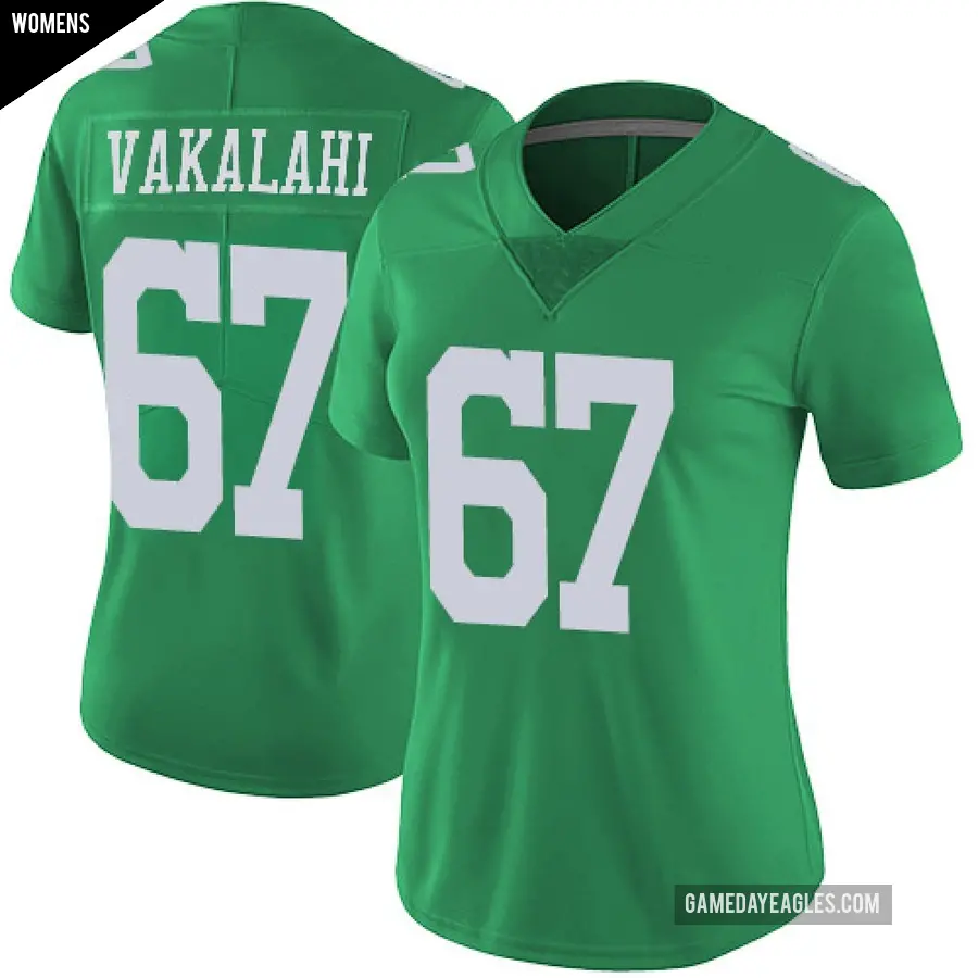 Women's Philadelphia Eagles ＃67 Laekin Vakalahi Green Limited Vapor Untouchable Jersey
