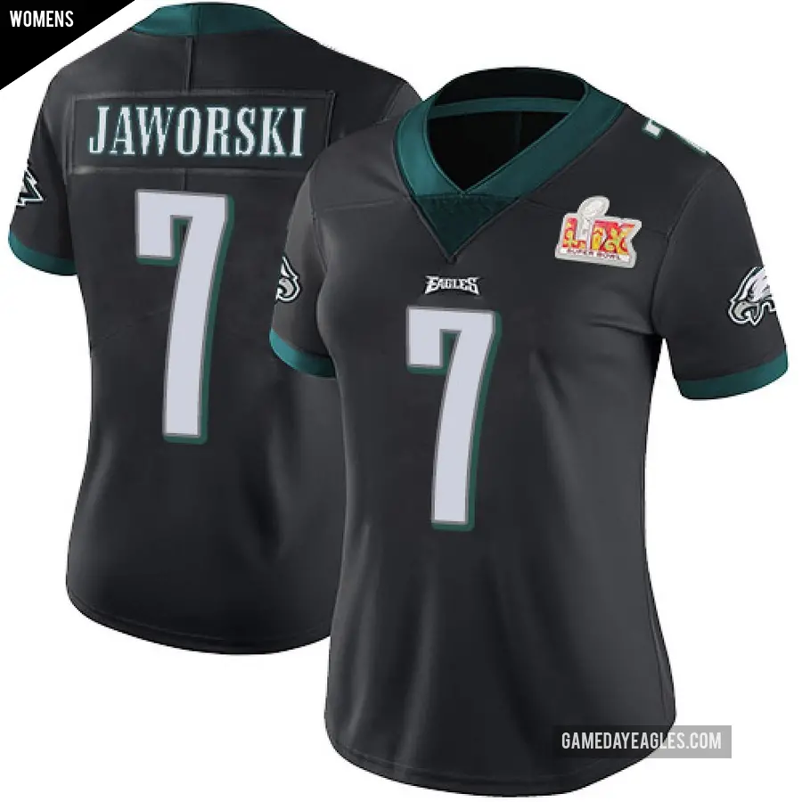 Women's Philadelphia Eagles ＃7 Ron Jaworski Black Limited Alternate Vapor Untouchable Super Bowl LIX Jersey