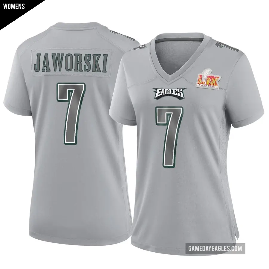 Women's Philadelphia Eagles ＃7 Ron Jaworski Gray Game Atmosphere Fashion Super Bowl LIX Jersey