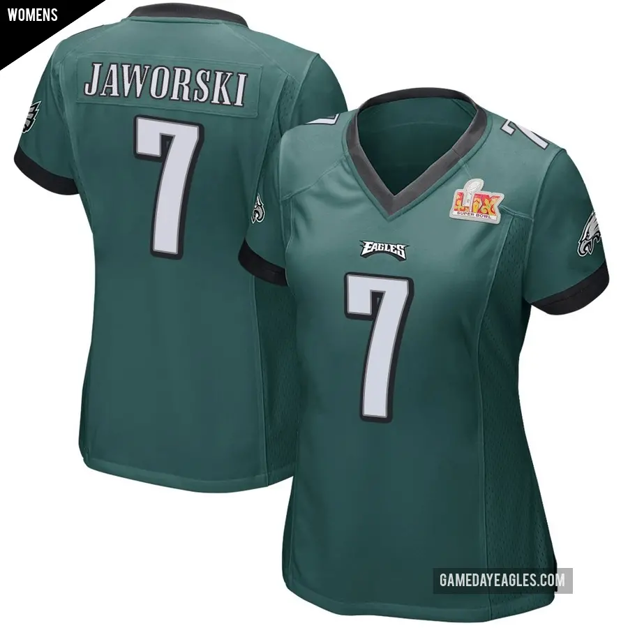 Women's Philadelphia Eagles ＃7 Ron Jaworski Green Game Team Color Super Bowl LIX Jersey
