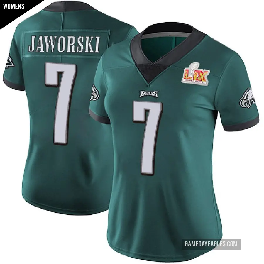 Women's Philadelphia Eagles ＃7 Ron Jaworski Green Limited Midnight Team Color Vapor Untouchable Super Bowl LIX Jersey