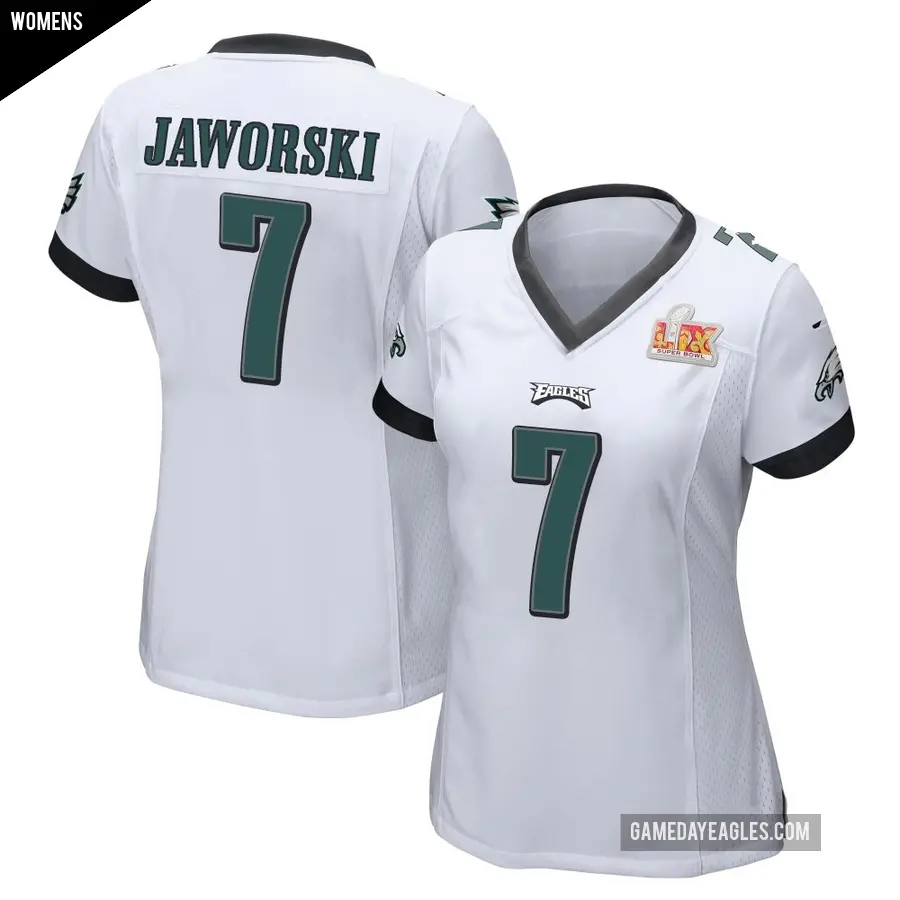 Women's Philadelphia Eagles ＃7 Ron Jaworski White Game Super Bowl LIX Jersey