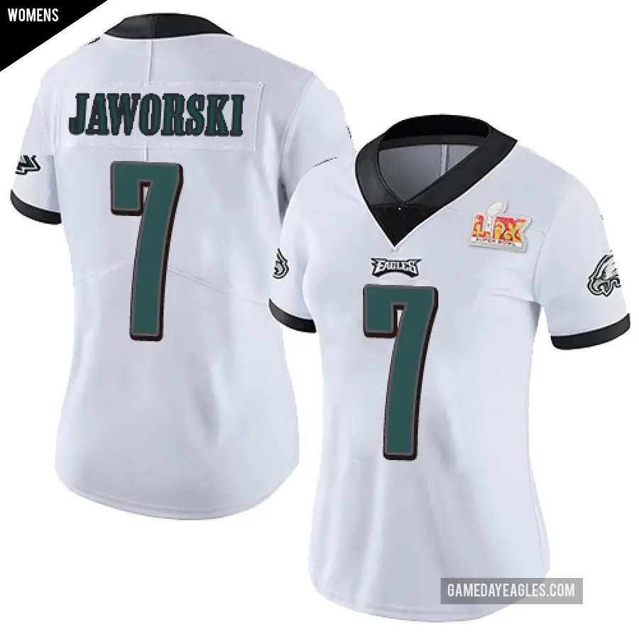 Women's Philadelphia Eagles ＃7 Ron Jaworski White Limited Vapor Untouchable Super Bowl LIX Jersey