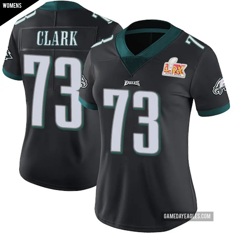 Women's Philadelphia Eagles ＃73 Le'Raven Clark Black Limited Alternate Vapor Untouchable Super Bowl LIX Jersey