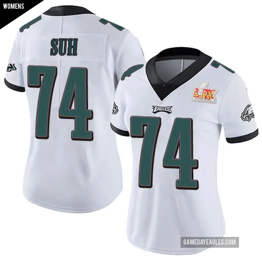 Women's Philadelphia Eagles ＃74 Ndamukong Suh White Limited Vapor Untouchable Super Bowl LIX Jersey