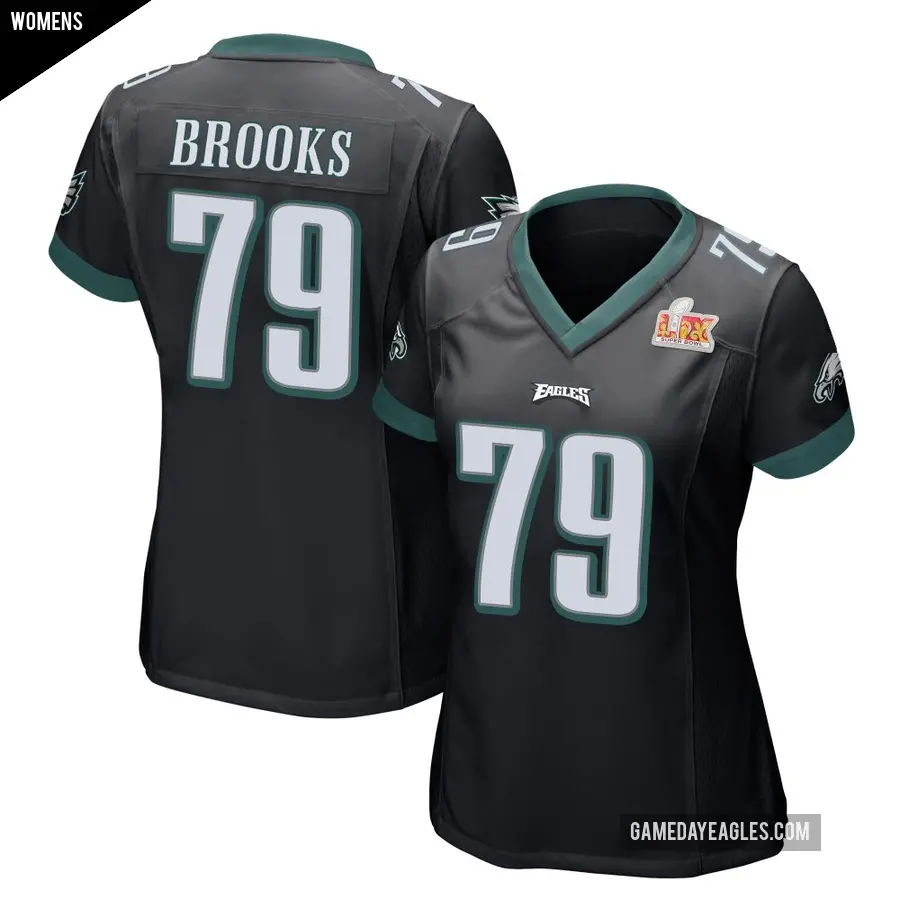 Women's Philadelphia Eagles ＃79 Brandon Brooks Black Game Alternate Super Bowl LIX Jersey