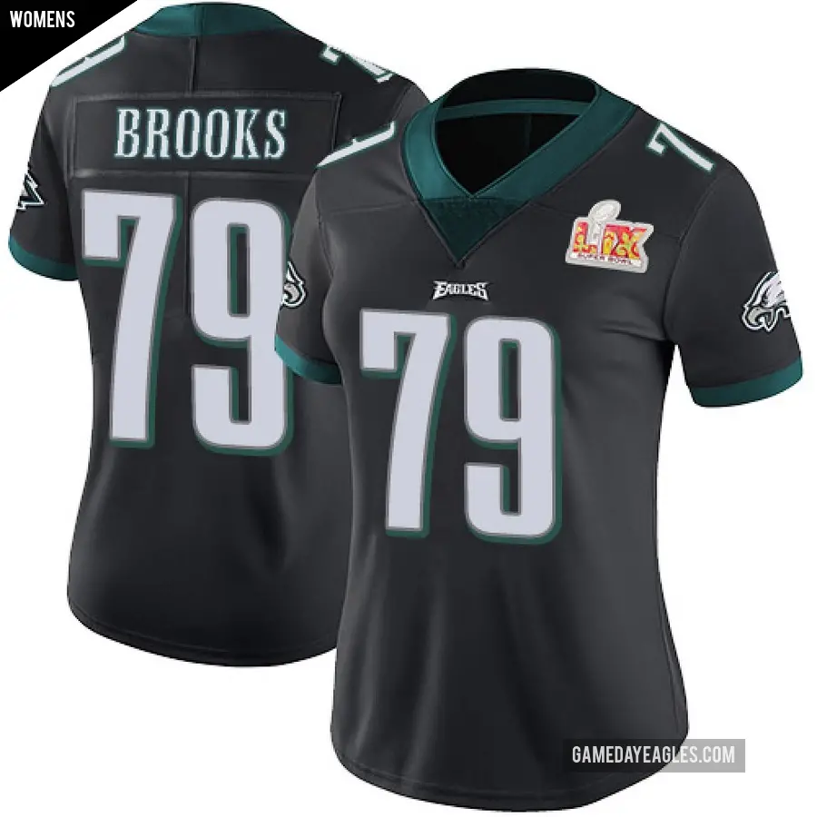 Women's Philadelphia Eagles ＃79 Brandon Brooks Black Limited Alternate Vapor Untouchable Super Bowl LIX Jersey