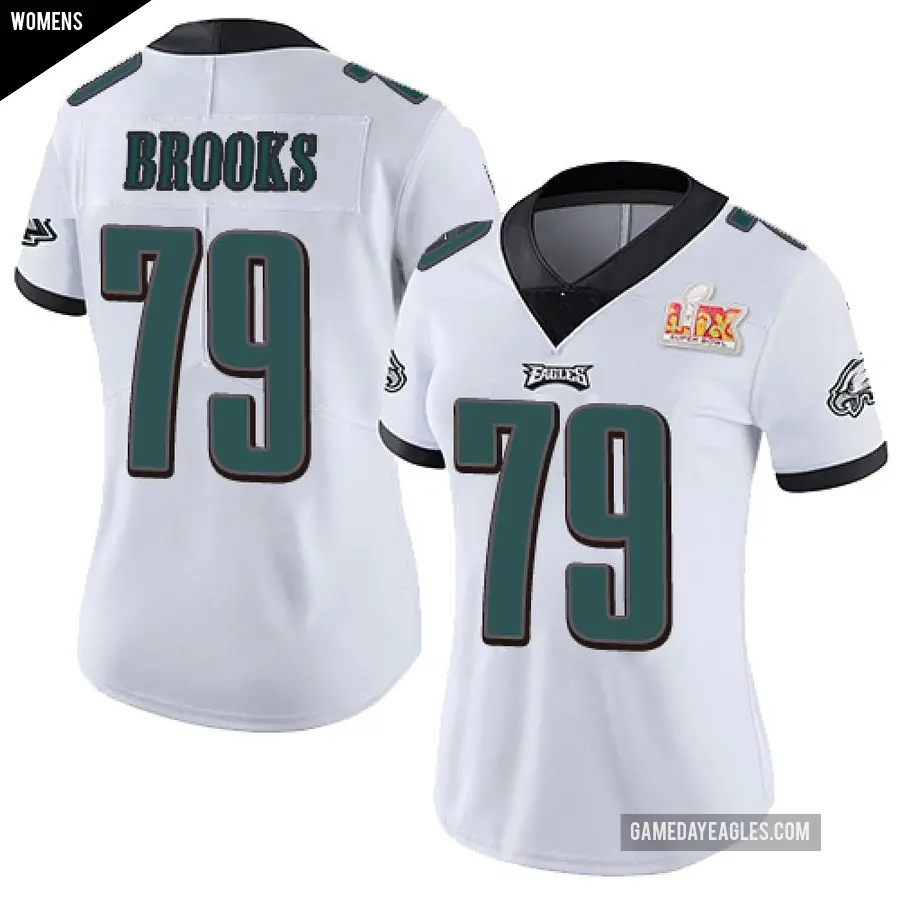 Women's Philadelphia Eagles ＃79 Brandon Brooks White Limited Vapor Untouchable Super Bowl LIX Jersey