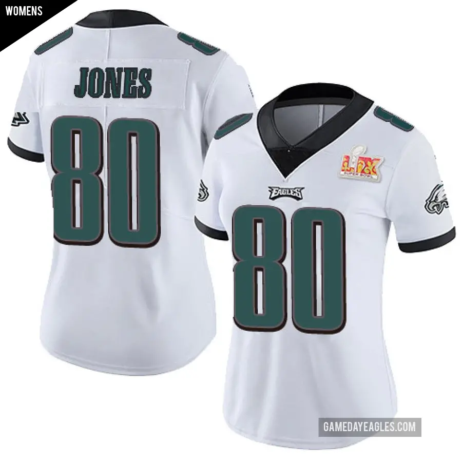 Women's Philadelphia Eagles ＃80 Julio Jones White Limited Vapor Untouchable Super Bowl LIX Jersey
