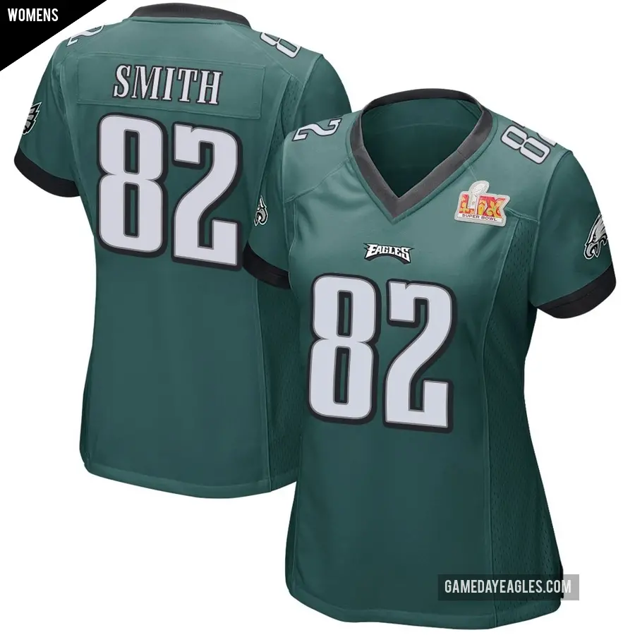 Women's Philadelphia Eagles ＃82 Ainias Smith Green Game Team Color Super Bowl LIX Jersey