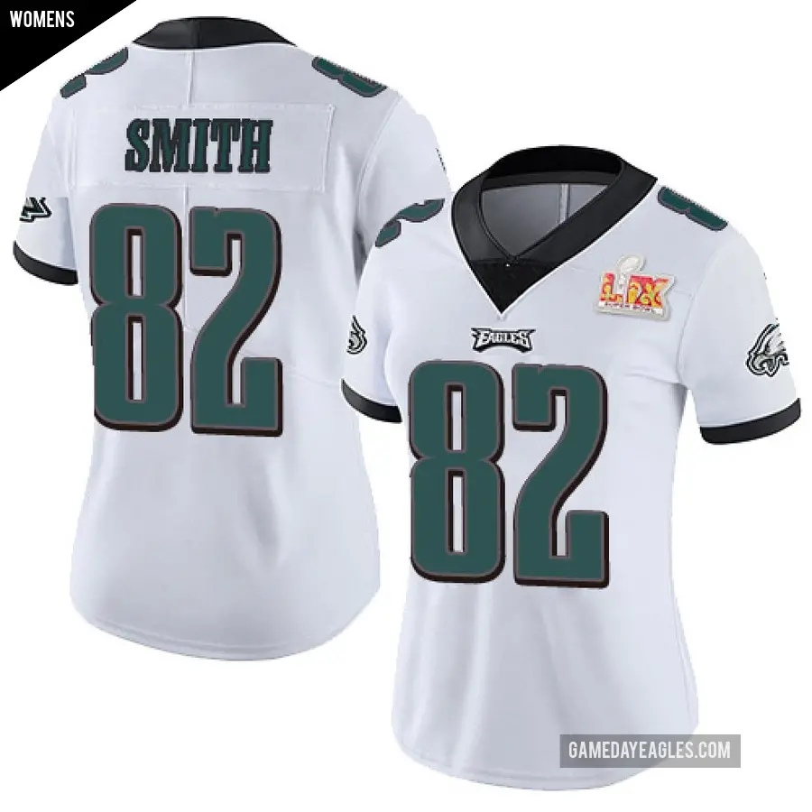 Women's Philadelphia Eagles ＃82 Ainias Smith White Limited Vapor Untouchable Super Bowl LIX Jersey