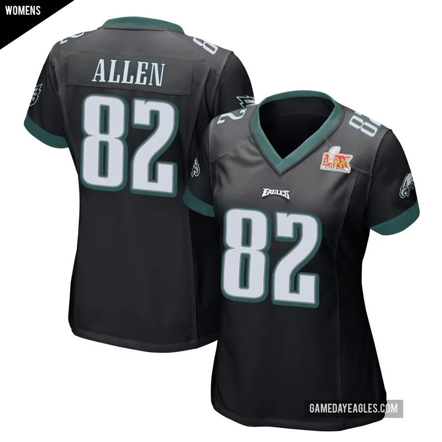 Women's Philadelphia Eagles ＃82 Devon Allen Black Game Alternate Super Bowl LIX Jersey