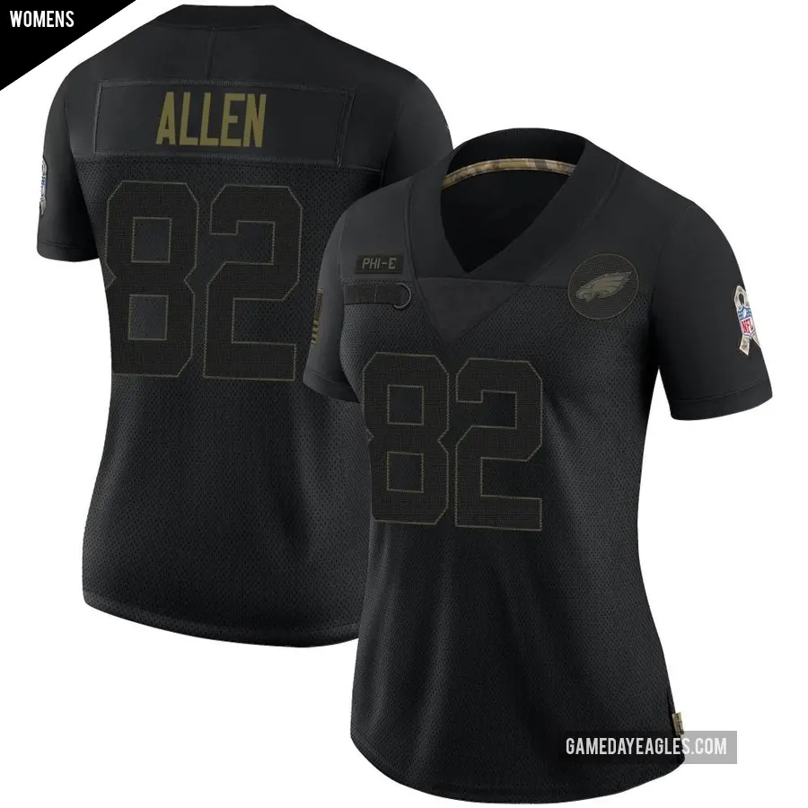 Women's Philadelphia Eagles ＃82 Devon Allen Black Limited 2020 Salute To Service Jersey