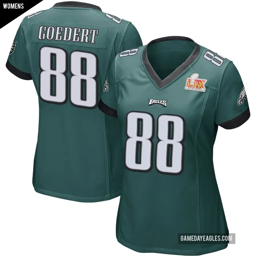 Women's Philadelphia Eagles ＃88 Dallas Goedert Green Game Team Color Super Bowl LIX Jersey
