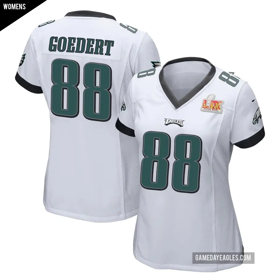 Women's Philadelphia Eagles ＃88 Dallas Goedert White Game Super Bowl LIX Jersey