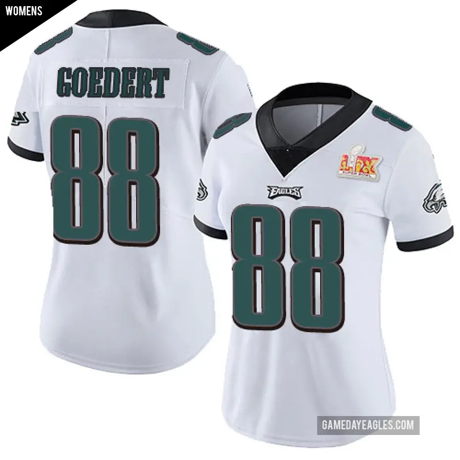 Women's Philadelphia Eagles ＃88 Dallas Goedert White Limited Vapor Untouchable Super Bowl LIX Jersey