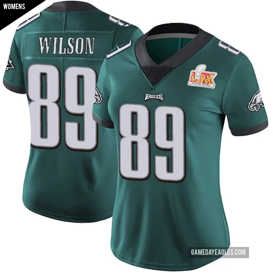 Women's Philadelphia Eagles ＃89 Johnny Wilson Green Limited Midnight Team Color Vapor Untouchable Super Bowl LIX Jersey
