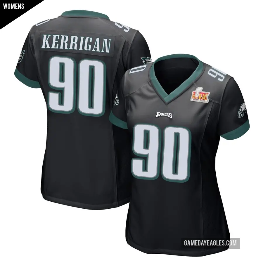 Women's Philadelphia Eagles ＃90 Ryan Kerrigan Black Game Alternate Super Bowl LIX Jersey