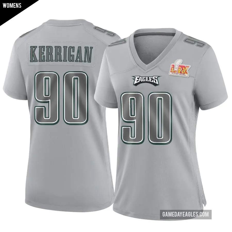 Women's Philadelphia Eagles ＃90 Ryan Kerrigan Gray Game Atmosphere Fashion Super Bowl LIX Jersey